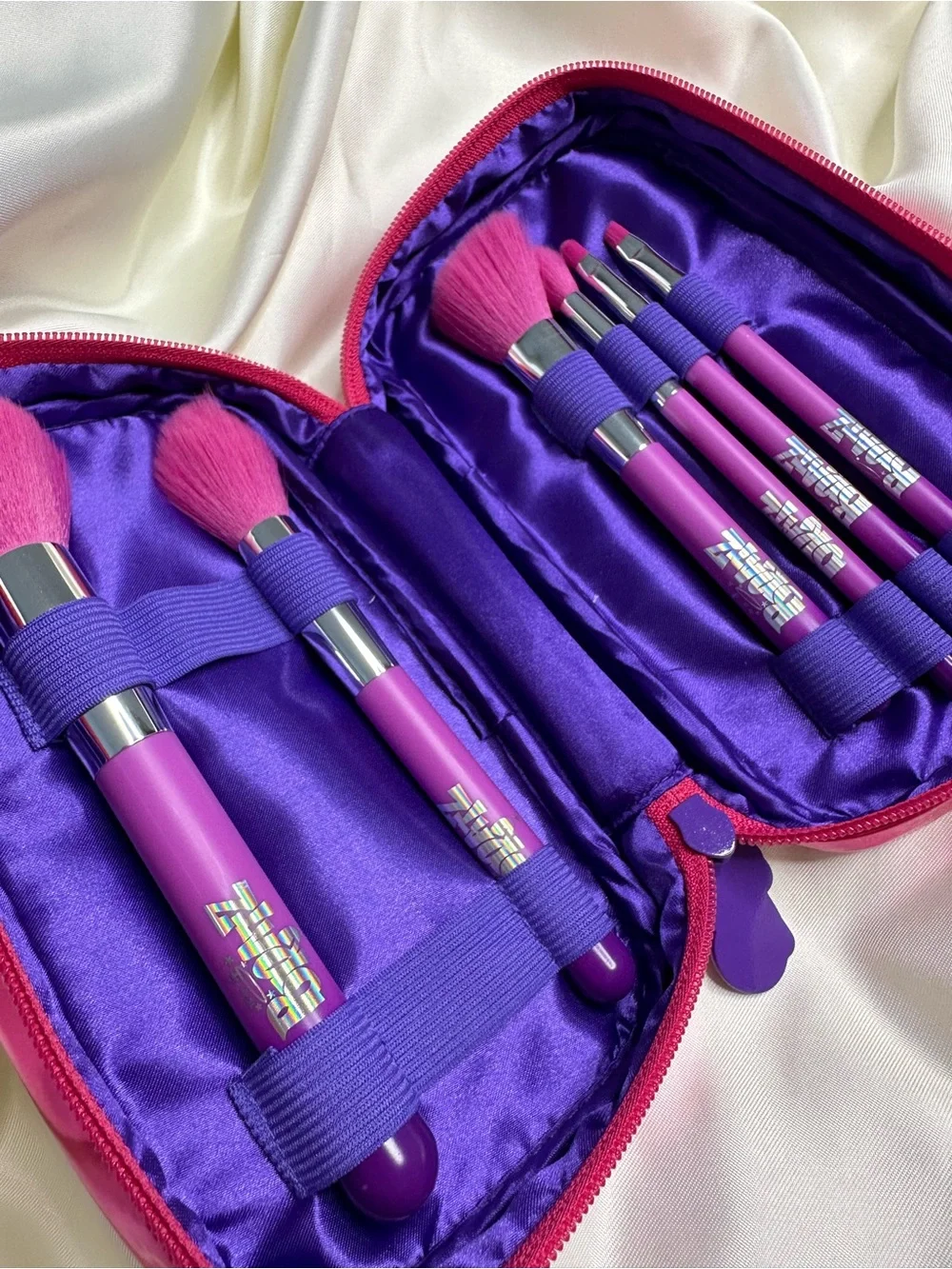 Revolution Metallic Hot Pink Bratz Cosmetic Pouch Makeup Bag and Brush Set